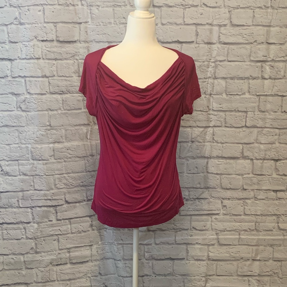 New York & Company drapery raspberry top, size XL